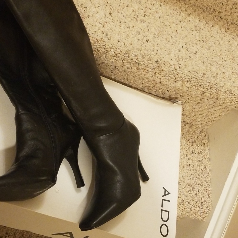 Black leather boots
